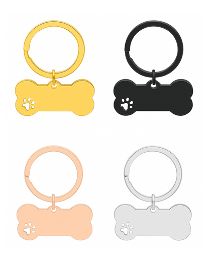 Dog Bone Paw Print Pet ID Tag